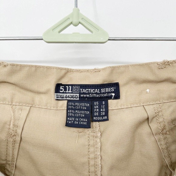 5.11 Tactical Taclite Pro Ripstop Pants Size 8 Tan Cargo Pockets Elastic Waist - Picture 6 of 10